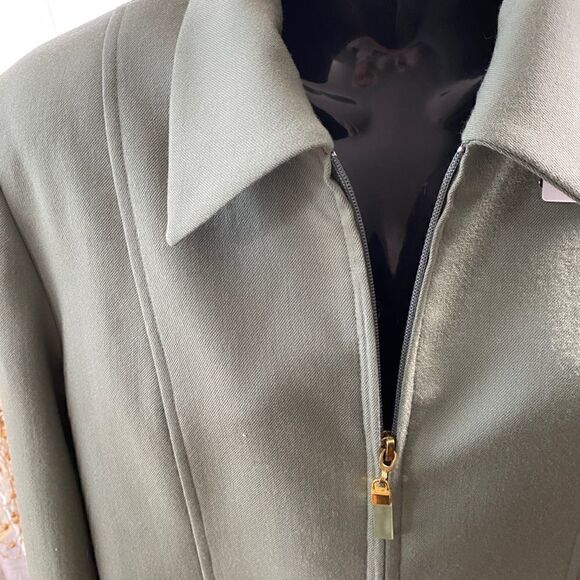 JON Tagia pret-a-porter vintage army green zip up blazer wool Sz 10 - Picture 7 of 16